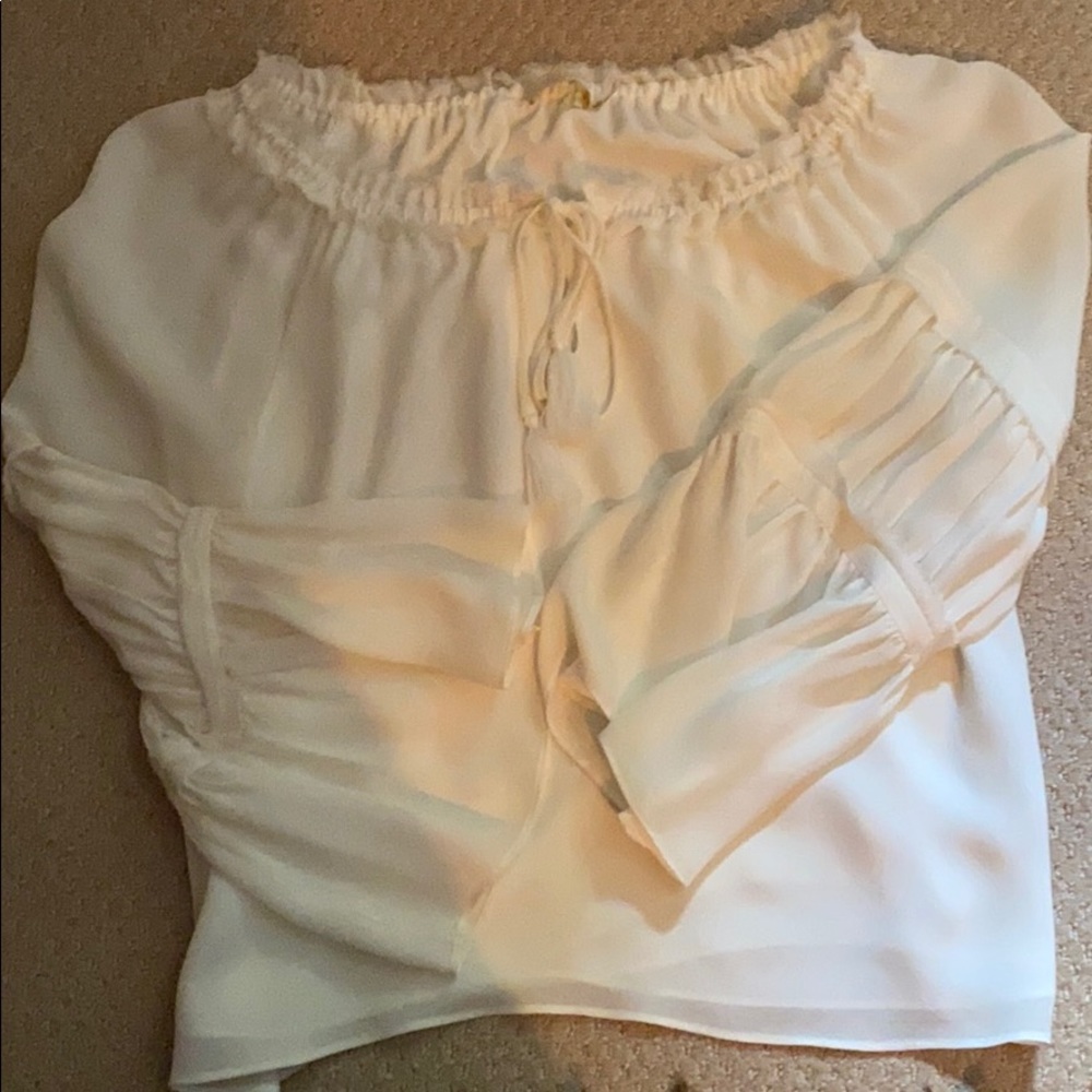 Ramy Brook White Ruffle Blouse